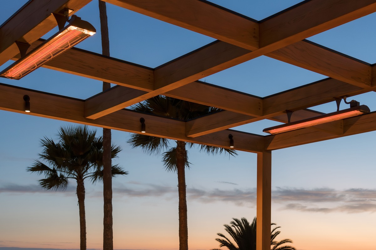 Infratech WD-Series heaters installed on the outdoor dining pergola at Camille Styles’ Malibu home, Casa Zuma, designed by Burdge Architects. Infratech WD-Series heaters installed on the outdoor dining pergola at Camille Styles’ Malibu home, Casa Zuma, designed by Burdge Architects.